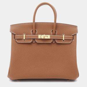 Hermes Birkin 25 Gold  W Togo Leather Bag 