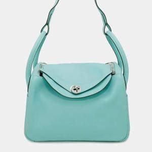 Hermes Lindy 30 Blue Atoll Evercolor Handbag
