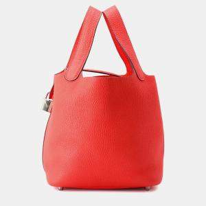 Hermes Picotin Lock 18 Rose Texas Taurillon Clemence Handbag