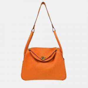 Hermes Lindy 26 Orange Taurillon Clemence Shoulder Bag