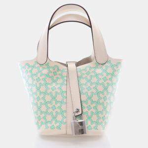 Hermes Daisy Picotin 14 Nata Vert Blanc Swift Lucky Bag