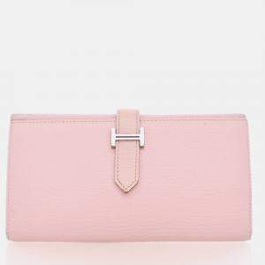 Hermes Bearn Rose Sakura Chevre Wallet