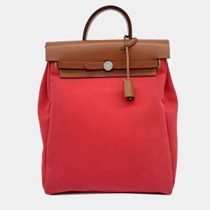 Hermes NEW ZIP Er Red Fabric  Backpack