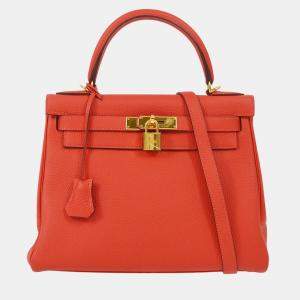 Hermes Kelly 28 Retourne Red Togo Handbag