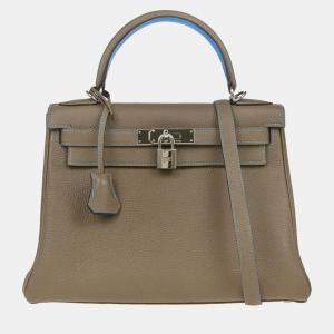 Hermes Kelly 28 Retourne Etoupe Turquoise Togo Handbag