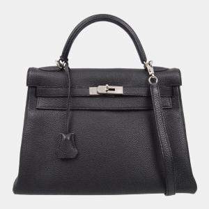Hermes Kelly 32 Retourne Black Togo Handbag