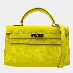 Hermes Tiny Kelly Lime Epsom Handbag 