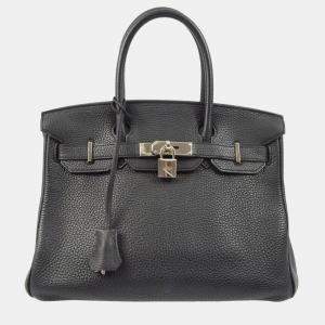 Hermes Birkin 30 Black Taurillon Clemence Handbag