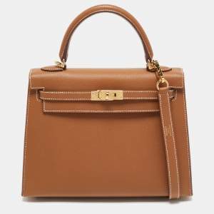 Hermes Gold Epsom Leather Gold Finish Kelly Sellier 25 Bag