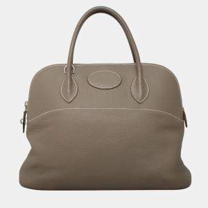 Hermes Bolide 35 Etoupe Clemence Leather  Bag