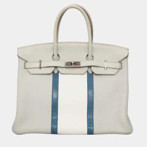 Hermes Birkin 35 Club Gris Perle Lizard Leather Bag
