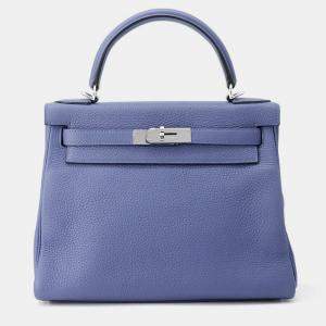 Hermes Kelly Retourne Blue Brighton Taurillon Clemence Size 28