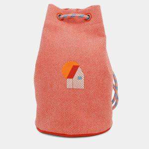 Hermes Epope Duffle Bag Drawstring Bag Orange Wool