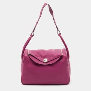 Hermes Tosca Taurillon Clemence Leather Palladium Finish Lindy 34 Bag