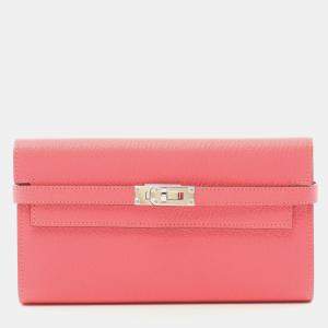 Hermes Kelly Wallet Bi-Fold Long Chevre Pink