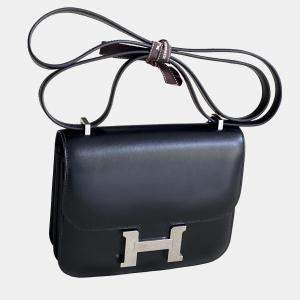 Hermes Constance 19 Black Box Leather Bag