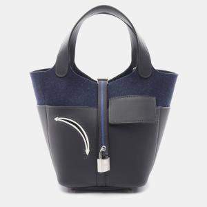 Hermes Picotin Lock PM Go Team  Caban Blue W Swift Feutre Nuit Handbag 