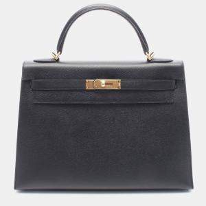 Hermes Kelly 32 Black A Epsom Leathe Inside Stitched r Bag