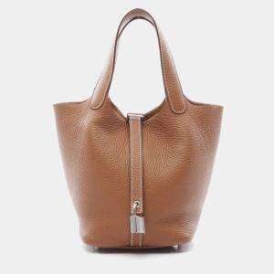 Hermes Picotin Gold B Taurillon Clemence Leather Bag