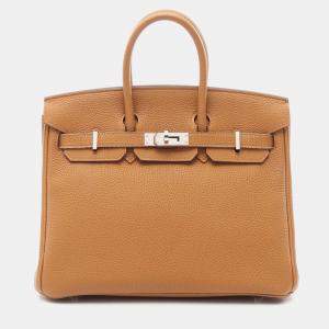 Hermes Birkin 25 Sesame Lime Verso Togo Leather Handbag 