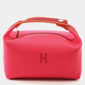 Hermes Bride-A-Brac GM Hibiscus Canvas Pouch Handbag 