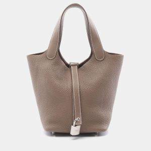 Hermes Picotin Lock Etoupe Y  Taurillon Clemence Bag