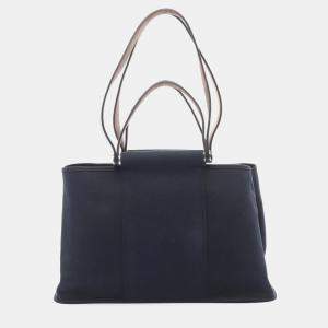 Hermes Kabak Elan PM Black N Toile Officier Leather Bag