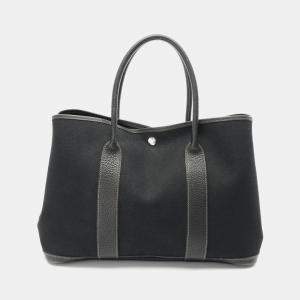 Hermes Garden Party PM  Black T Toile Officier Leather Bag
