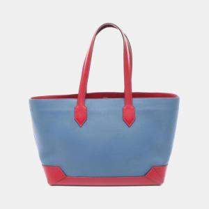 Hermes Maxi Box Canbas 36 Blue Red Evercolor Epsom Leather Bag 