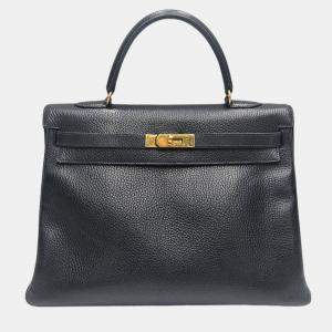 Pre Owned Hermes Kelly 1992 Vintage Black Taurillon Clemence 35
