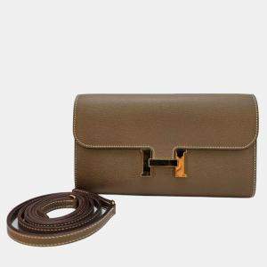 Hermes Constance To Go Wallet in Epsom Etoupe Color Gold Hardware