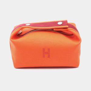 Hermes Bride-A Brac PM Orange Feu Bordeaux Canvas Pouch Bag
