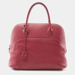 Pre Owned Hermes Bolide Relax 35 Rouge H Leather Handbag