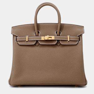 Hermes Birkin 25 Etoupe Togo Leather Bag