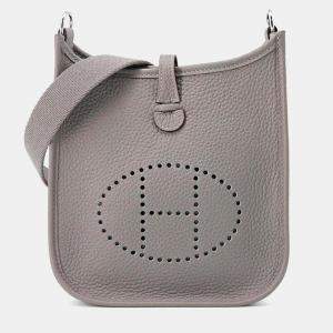 Hermes Evelyne Long TPM Gris Meyer Taurillon Clemence Bag 