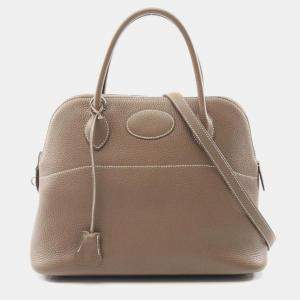 Pre Owned Hermes Bolide 31 Etoupe Taurillon Clemence Leather Top Handle Bag