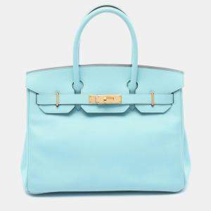 Hermes Birkin 30 Blue Atoll   Epsom Leather Handbag 