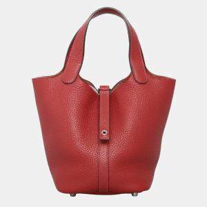 Hermes Picotin 18 Rouge Clemence Leather Bag