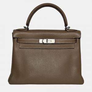 Hermes Kelly 28 Etoupe Clemence in PHW