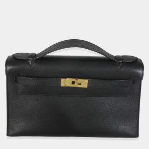Hermes Black Swift Kelly Pochette GHW