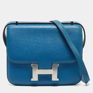 Pre Owned Hermes Mykonos Epsom Leather Palladium Finish Constance 18 Mini Bag