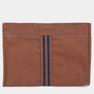 Hermes Brown Cotton Furutto Pouch