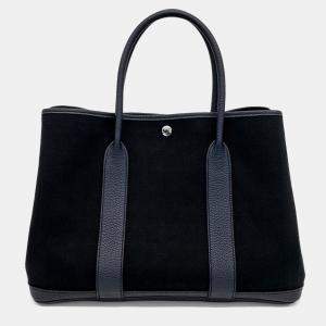 Hermes Garden Party 36 Black Fabric and Leather Bag