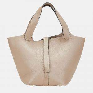 Hermes Picotin PM Etoupe Grey Taurillon Clemence Handbag