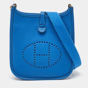 Hermès Bleu France Taurillon Clemence Leather Evelyne TPM Bag