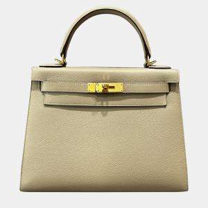 Hermes Kelly 28 Trench Sun Yellow Epsom Leather Brushed Gold Horseshoe