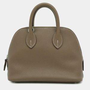 Pre Owned Hermes Bolide 1923 Verso Mini Etoupe/Rouge Tomate Evercolor Satchel Bag