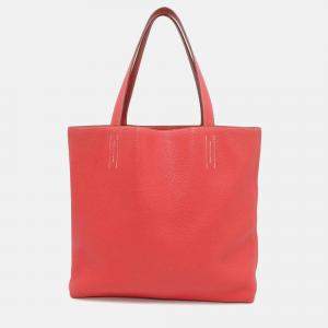 Pre Owned Hermes Double Sens 45 Rose Jaipur/Sanguine Taurillon Clemence Tote Bag