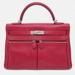 Pre Owned Hermes Kelly 32 Ruby Swift Leather Handbag