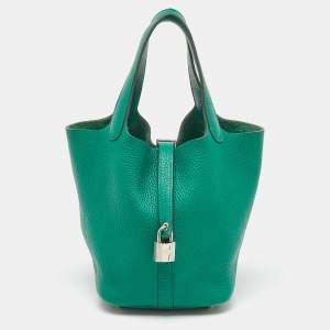 Hermes Menthe Clemence Leather Picotin Lock 18 Bag